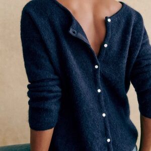 Sezane Gaspard Cardigan Navy Blue
